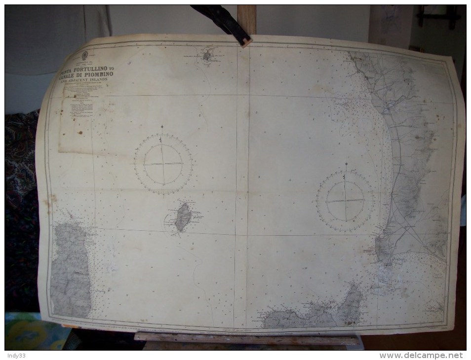 - CARTE MARINE . PUNTA FORTULLINO TO CANALE DI PIOMBINO AND ADJACENT ISLANDS . 1944/54 . - Seekarten