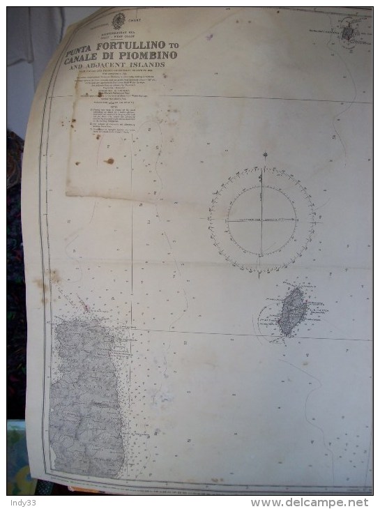 - CARTE MARINE . PUNTA FORTULLINO TO CANALE DI PIOMBINO AND ADJACENT ISLANDS . 1944/54 . - Seekarten