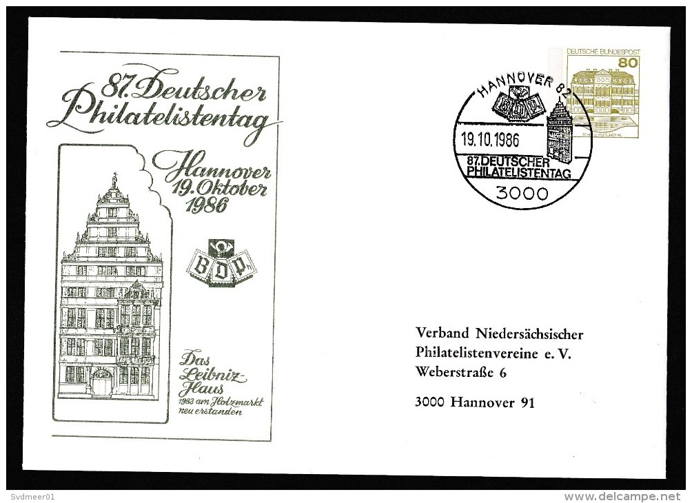 Germany: Stationery Cover, 1986, Private Imprint & Special Cancel, Philately Day Hannover (traces Of Use) - Brieven En Documenten