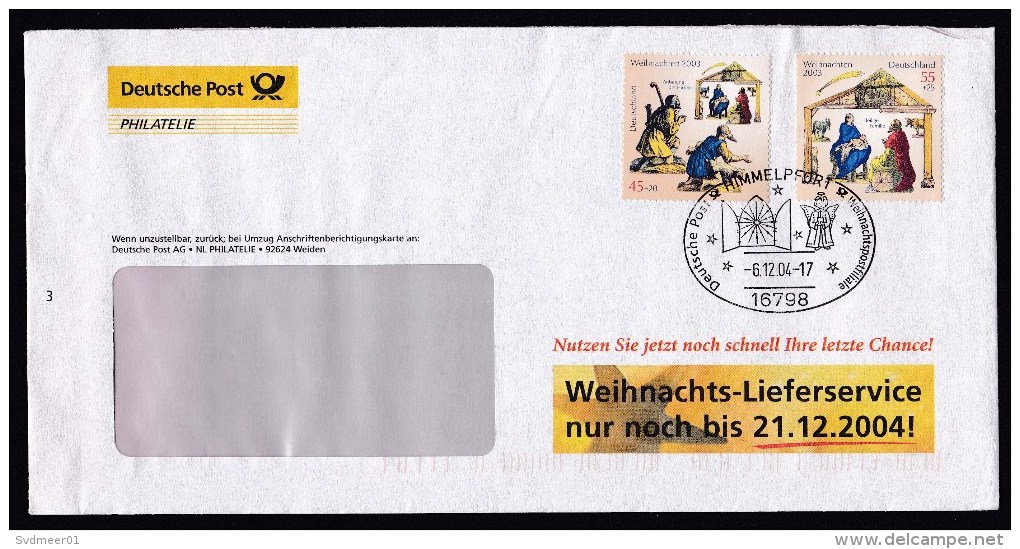 Germany: Cover, 2004, 2 Charity Stamps, Special Cancel, Christmas, Birth Of Christ, Religion (traces Of Use) - Brieven En Documenten