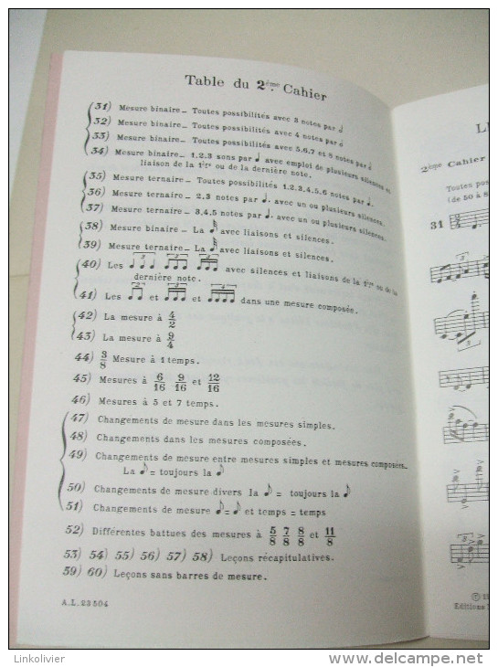 60 SOIXANTE LECONS De LECTURE RYTHMIQUE En 2 Cahiers - 2° Cahier- Alain WEBER - Alphonse LEDUC Editions Musicales, Paris - Etude & Enseignement