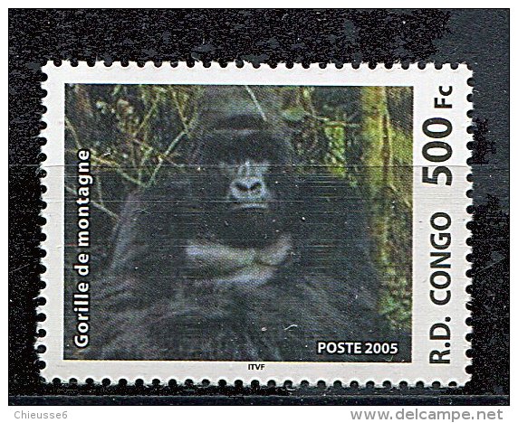(cl. 4 - P.9) Congo ** Tbre Du Bloc N° 77 (ref. Michel Au Dos) Gorille De Montagne - - Mint/hinged