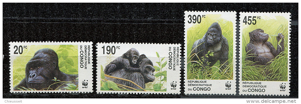 (cl. 4 - P.10) Congo ** N° 1539 à 1542 (ref. Michel Au Dos) Singe : Bonobo - - Mint/hinged