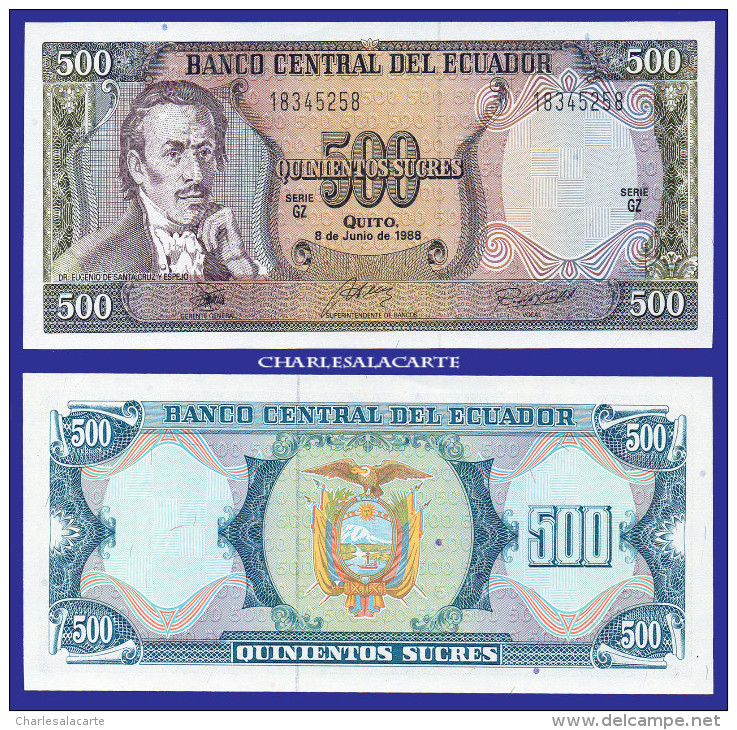 1988 ECUADOR  500 SUCRES   KRAUSE 124A  UNC. CONDITION - Ecuador