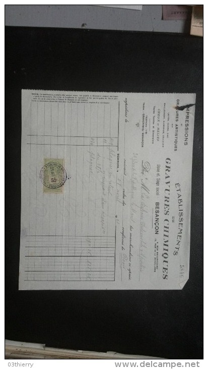 FACTURE 1921 ETABLISSEMENTS DE GRAVURES CHIMIQUES BESANCON DOUBS - Other & Unclassified