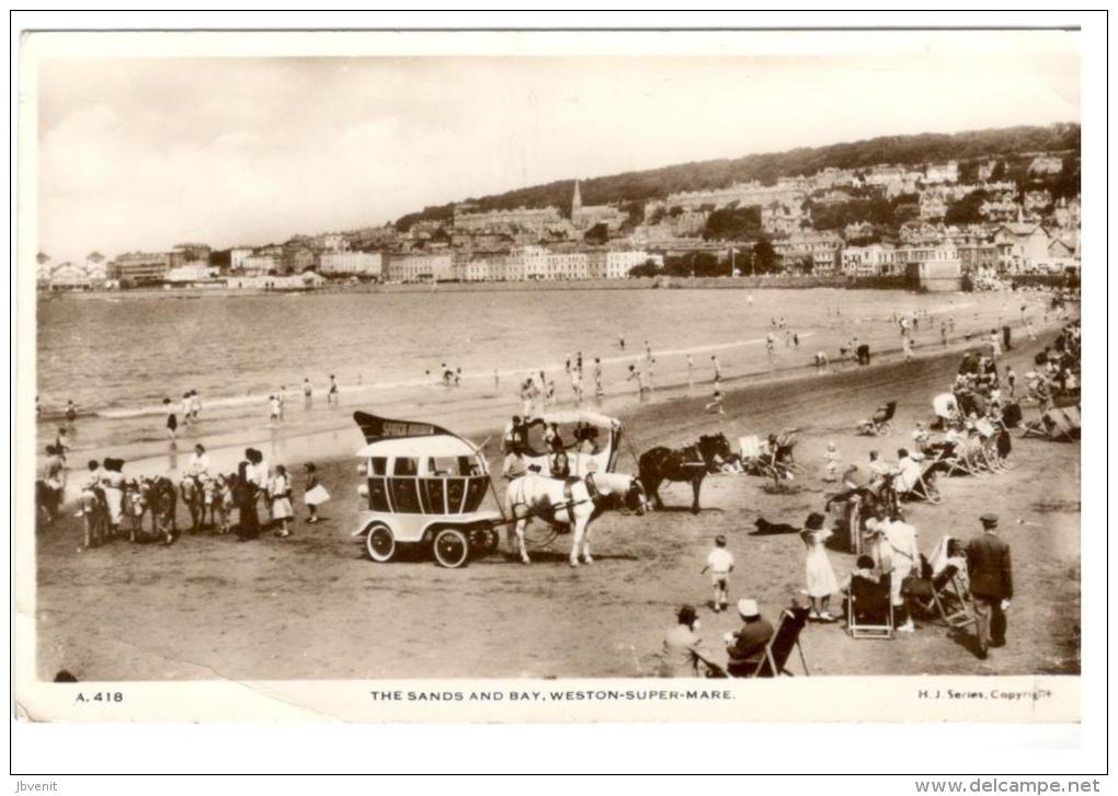 WESTON SUPER MARE -  The Sands And Bay - Spiaggia E Baia (animatissima) Vera Fotografia - Weston-Super-Mare