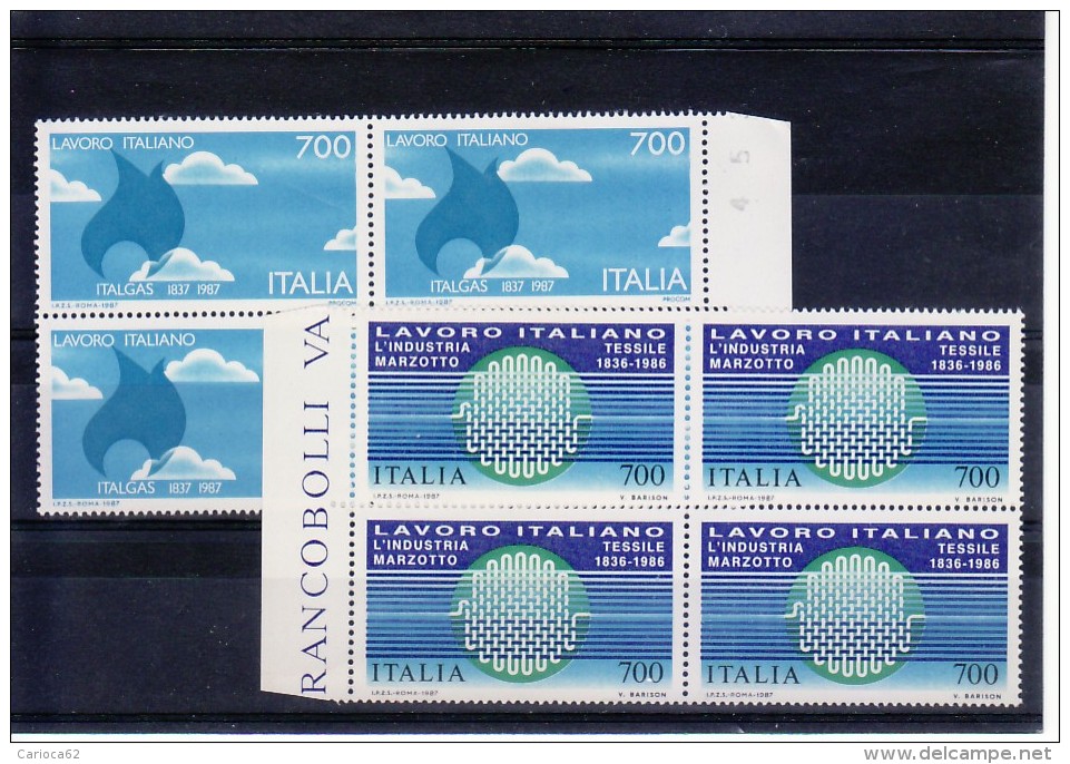 1987 - LAVORO ITALIANO NEL MONDO QUARTINA NUOVA MNH**  VEDI++++ - 1981-90:  Nuovi