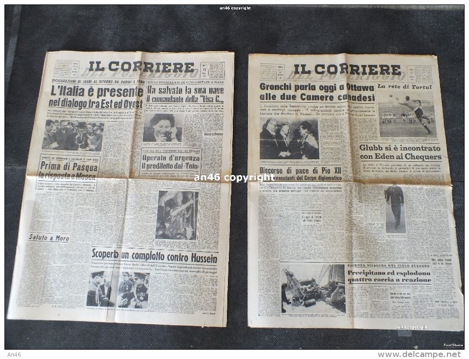 LOTTO DI 2 NUMERI DEL GIORNALE:"IL CORRIERE DEL POMERIGGIO" 5-MARZO-1956 E 23-MARZO-1959 -4 PAGINE-VEDI SCAN. - Sonstige & Ohne Zuordnung