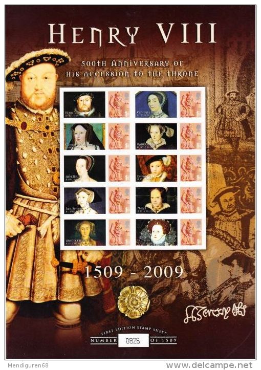 GB 2009 500th ANNIVERSARY ACCESION OF HENRY VIII SMILER SHEET SC-BC-209 - Timbres Personnalisés