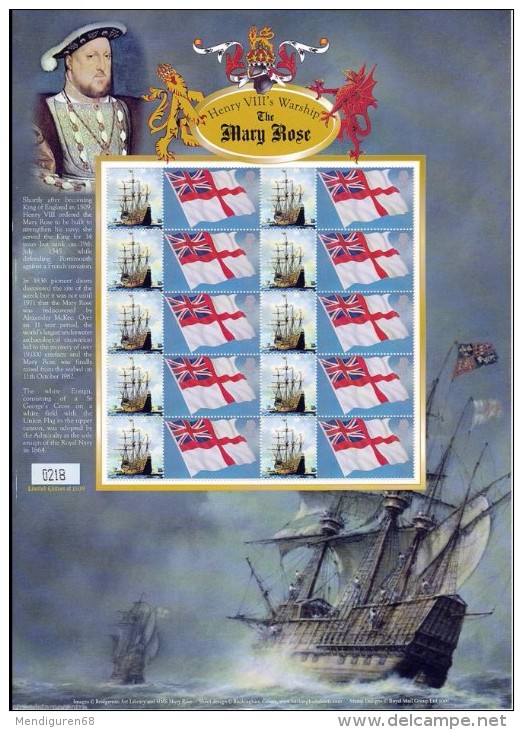 GB 2009  500th ANNIVERSARY MARY ROSE SIMLER SHEET SC-BC-210 - Timbres Personnalisés