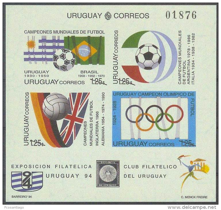 DEPORTES/FUTBOL.URUGUAY 1994. Yvert#HB 48 (PRUEBA)**  Precio Cat&euro;11 - Coupe D'Amérique Du Sud Des Nations