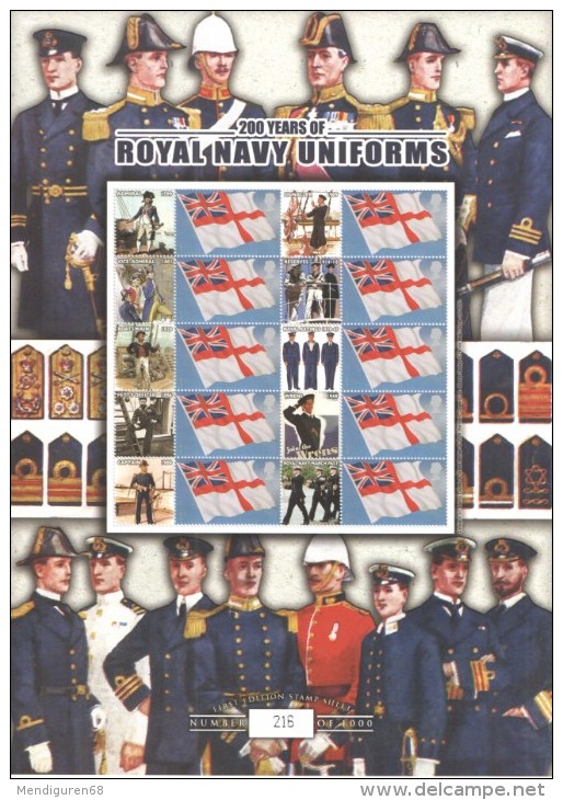 GB 2009 200 YEARS OF ROYAL NAVY UNIFORMS SMILER SHEET SC-BC-246 - Timbres Personnalisés