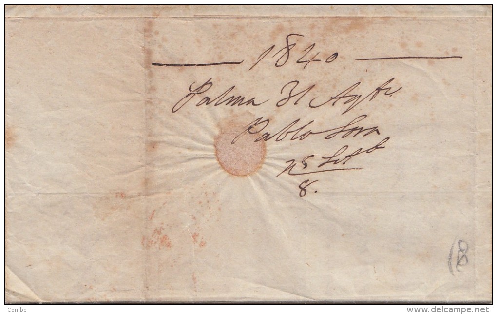 ANO 1840 PREFILATELIA CARTA DE PALMA A VALENCIA MARQUAS 7   / 4811 - ...-1850 Prefilatelia