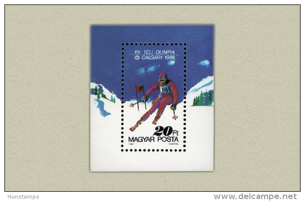 Hungary 1987. Winter Olimpic Games, Calgary Sheet MNH (**) Michel: Block 193A / 5 EUR - Unused Stamps