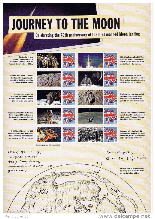 GB 2009 40th Anniv Of The First Manned Moon Landing Commemorative Sheet CSS-004 - Personalisierte Briefmarken