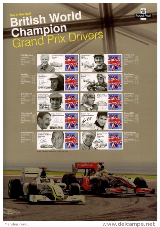 GB 2010 British World Champion Grand Prix Drivers Sheet CSS-009 - Timbres Personnalisés