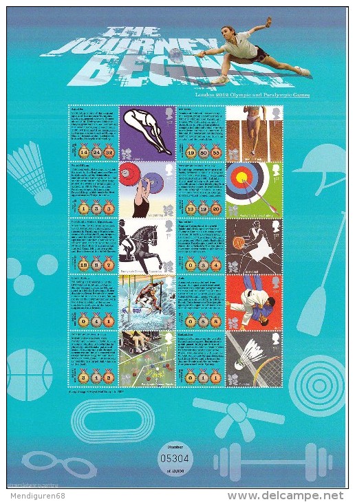 GB 2010 London 2012 Olympic And Paralympic Games Commemorative Stamp  CSS-007 - Smilers Sheets