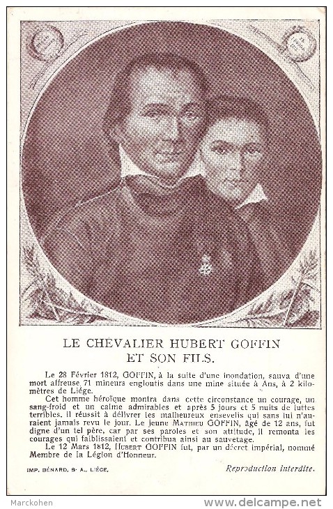 ANS (4430) - MINEURS - CATASTROPHE : Le Chevalier Hubert Goffin Et Son Fils. CPA Rare. - Ans