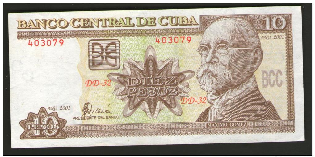 CUBA 2001 - BANCONOTA 10 PESOS QFDT - Cuba