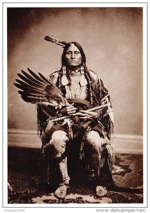 04294 "FLYING PIPE, CANUPA KINYAN - YANKTON SIOUX" PELLEROSSA - REDSKIN. CART. POST. ILLUSTR. ORIG. NON SPEDITA. - Amérique