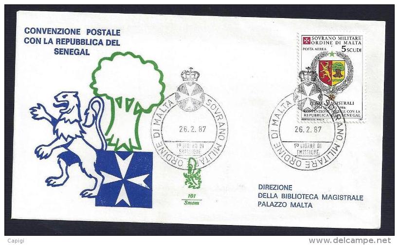 1987 - SMOM - FDC VENETIA #101smom - CONVEZIONE POSTALE CON LA REPUBBLICA DEL SENEGAL - Malte (Ordre De)