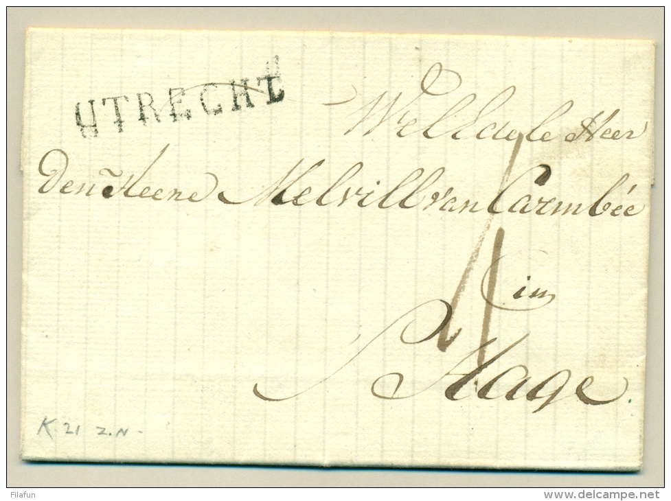 Nederland - 1820 - Compleet Briefje Van Utrecht/d Naar S'Hage - PEP 8180-07zn! - ...-1852 Voorlopers