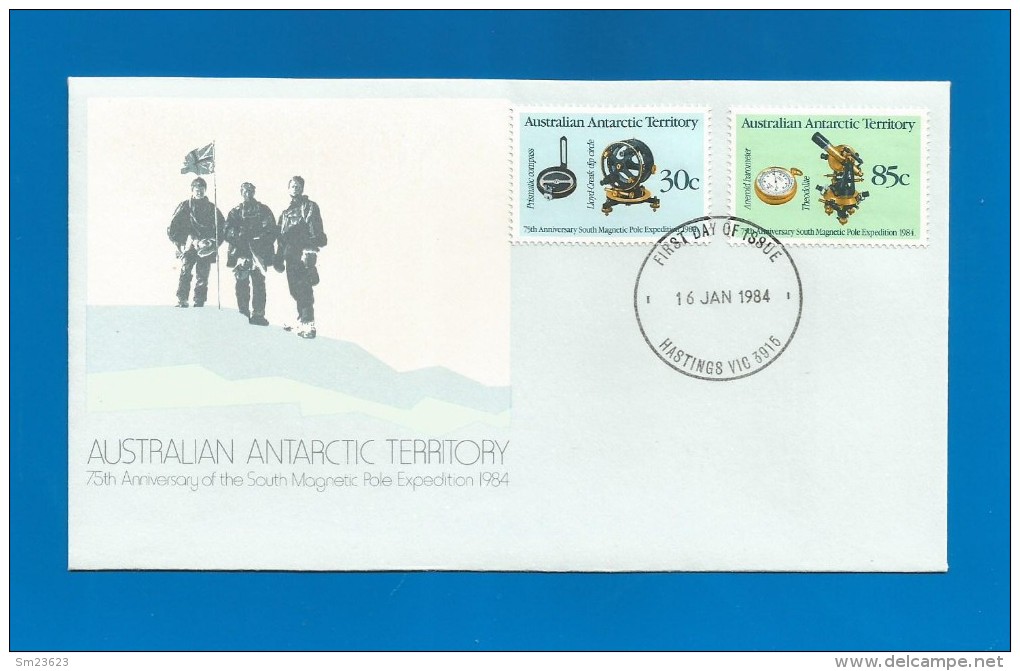 AAT  1984  Mi.Nr. 61 / 62 , 75th Anniversary Of The South Magnetic Pole Expedition - FDC  16 January 1984 - FDC