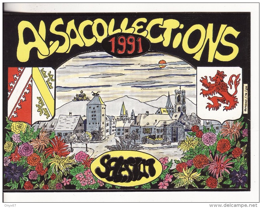 SELESTAT-Bas-Rhin-Dessin-Illustrateur Signé SCHANGI-Dorure à Chaud Tirage 200 Ex Carte Membre 1991 N°60-Blason-Armoirie - Selestat