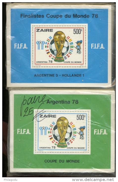 100 X Blocs** Zaire Coupe Du Monde 1978     Scott 880  881  MNH  Cote 50$x100= 5000 $ - Autres & Non Classés