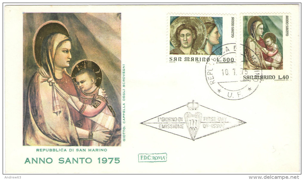 SAN MARINO - 1975 - ANNO SANTO - 2 FDC ROMA - FDC