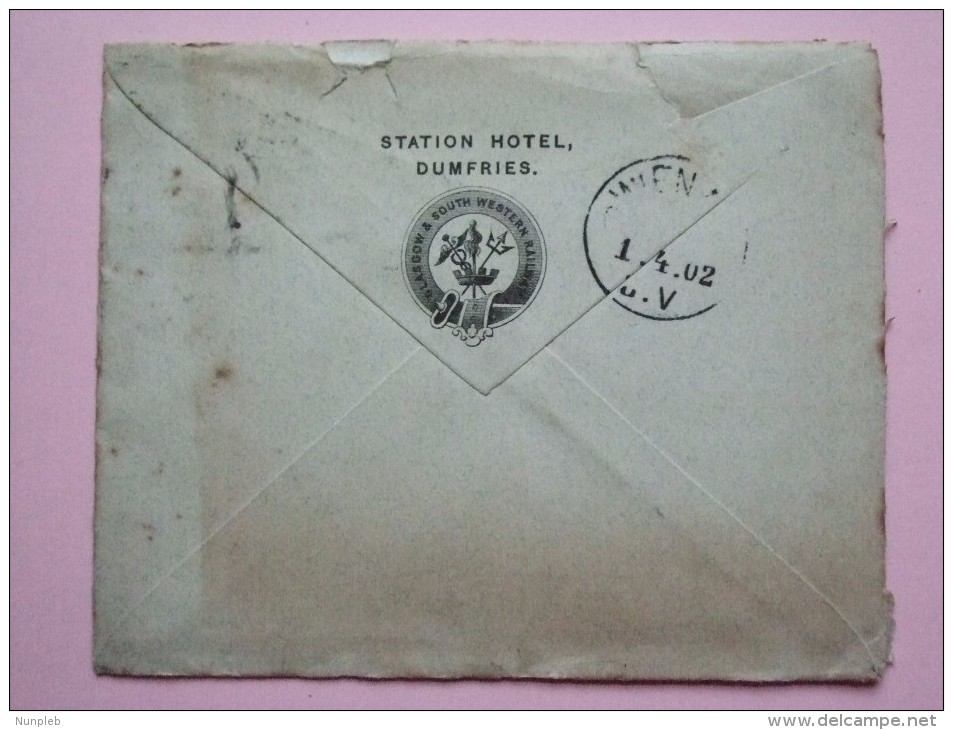 GB EDWARD VII 1902 COVER FROM STATION HOTEL DUMFRIES SCOTLAND TO VIENNA - Briefe U. Dokumente