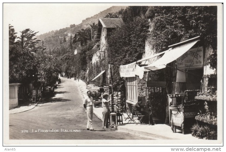 France-Italy Border, Postcard Rack Roadside Souvenir Shop, C1940s/50s Vintage Postcard - Provence-Alpes-Côte D'Azur