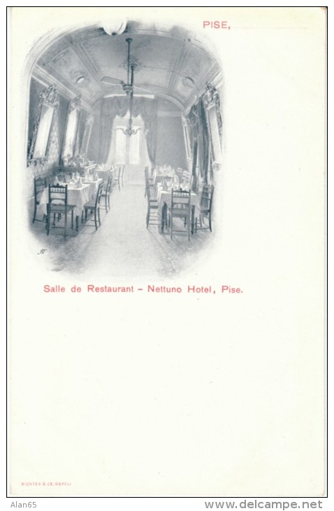 Pisa Italy, Nettuno Hotel Restaurant Interior View, C1890s/1900s Vintage Postcard - Pisa