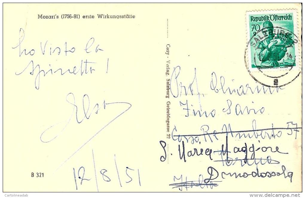 [DC4230] CARTOLINA - AUSTRIA - SALISBURGO - MOZART GEBURTSHAUS - ANIMATA - Viaggiata 1951 - Old Postcard - Altri & Non Classificati