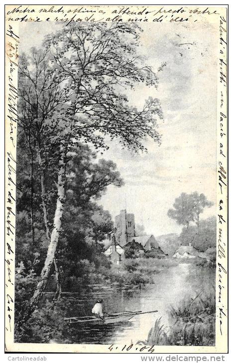 [DC4244] CARTOLINA - BARCA SU FIUME - Viaggiata 1904 - Old Postcard - To Identify