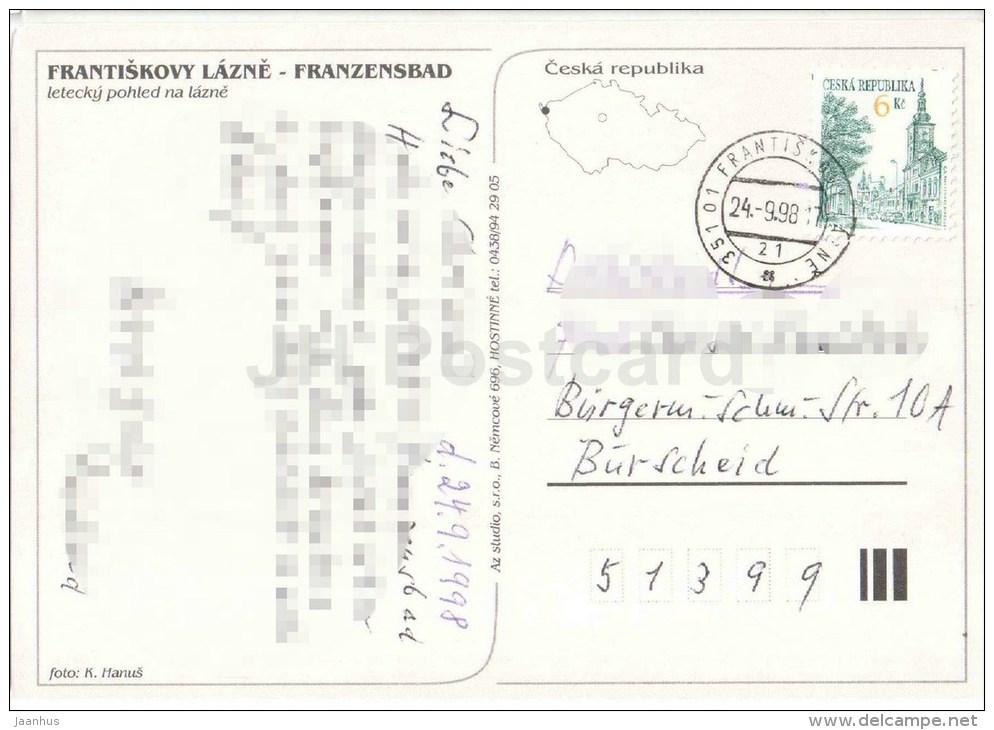 Frantiskovy Lazne - Franzensbad - Spa - Czech Republic - Used 1998 - Tchéquie