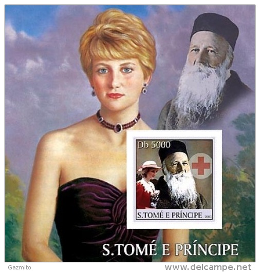 S. Tomè 2003, Lady Diana, Henry Dunandt, BF IMPERFORATED - Henry Dunant