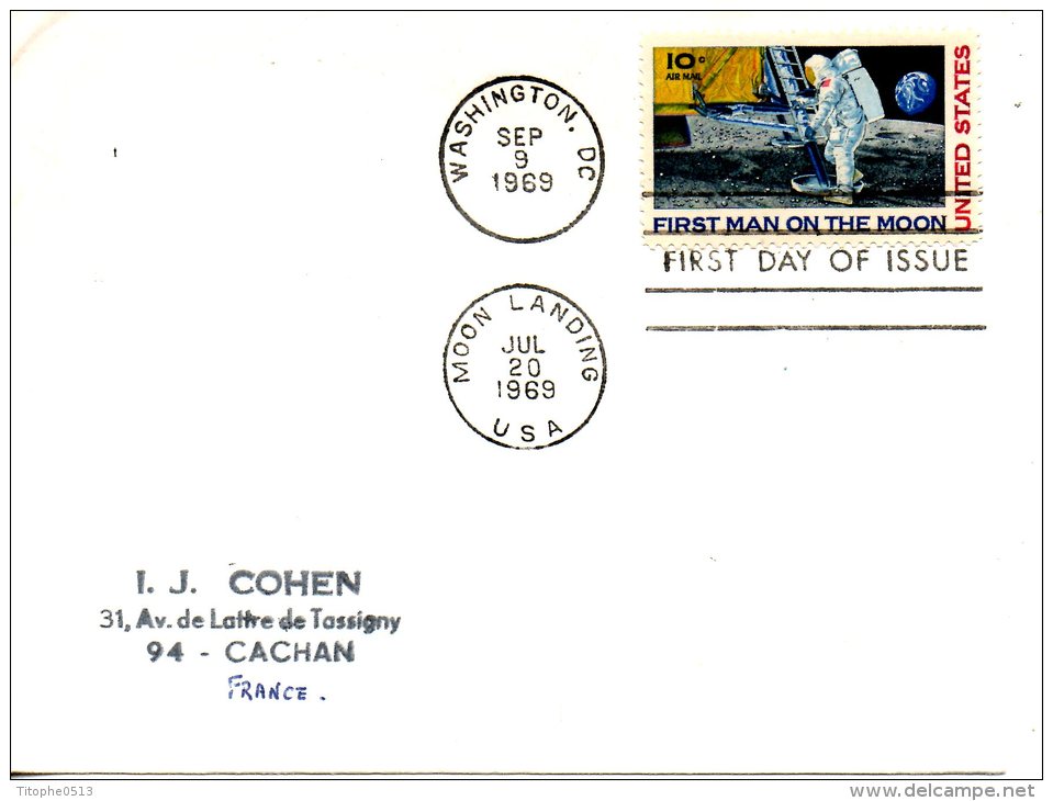 USA. PA 73 De 1969 Sur Enveloppe 1er Jour. Neil Armstrong. - Amérique Du Nord