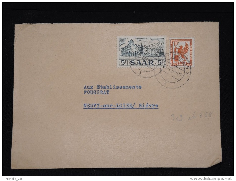 SARRE - Enveloppe Pour Neuvy Sur Loire En 1952 - A Voir - Lot P11805 - Lettres & Documents