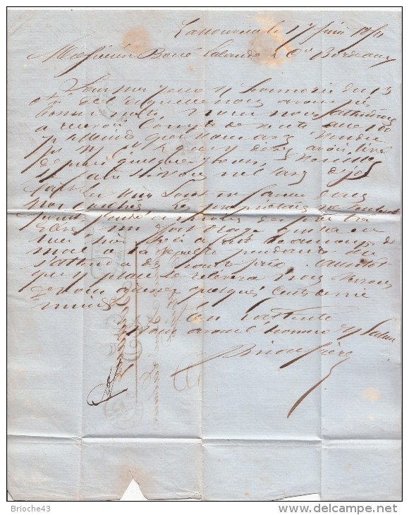 1854 LETTRE AUDE LA NOUVELLE TAXE TAMPON 25  / 6103 - 1849-1876: Période Classique