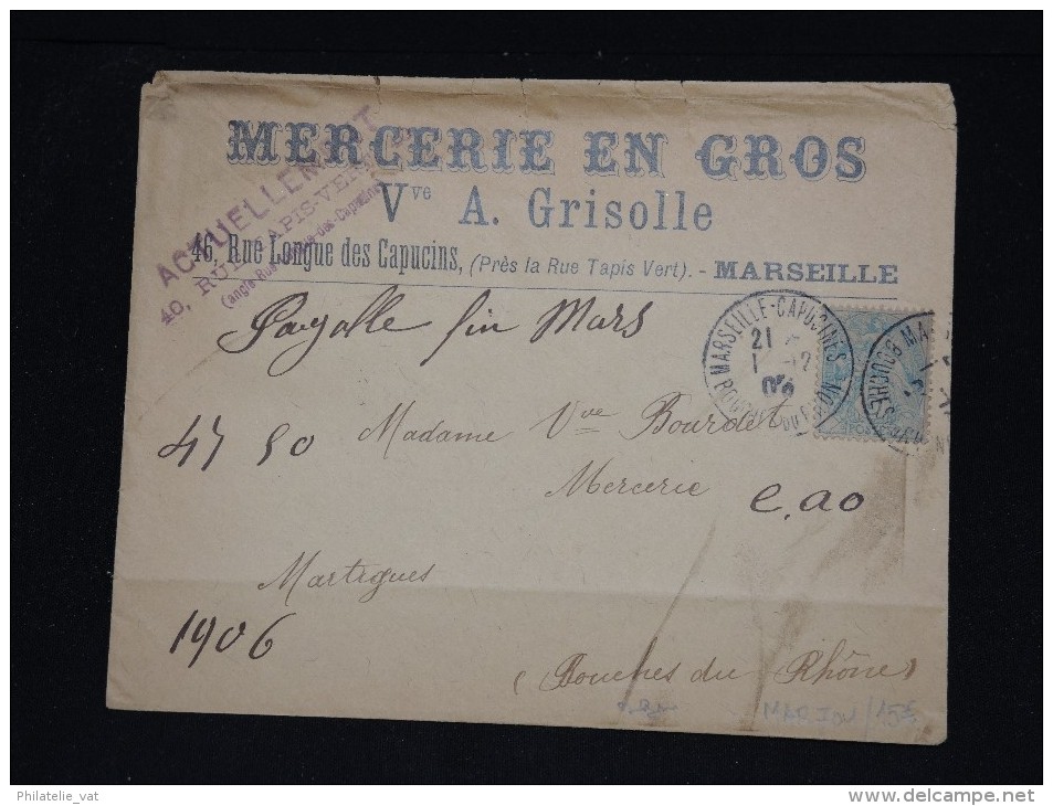 FRANCE - Enveloppe Commerciale De Marseille Pour Martigues En 1905 - A Voir - Lot P11824 - 1877-1920: Période Semi Moderne