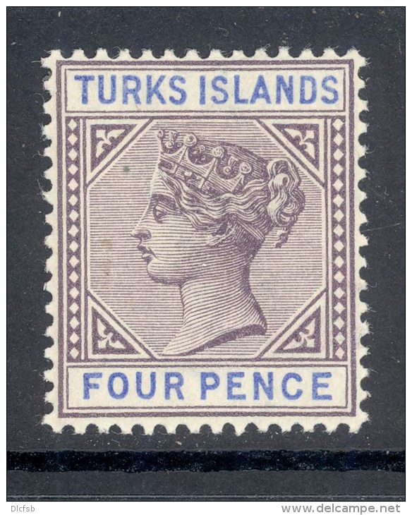 TURKS ISLANDS, 1893 4d Superb MM, Cat &pound;22 - Turks- En Caicoseilanden