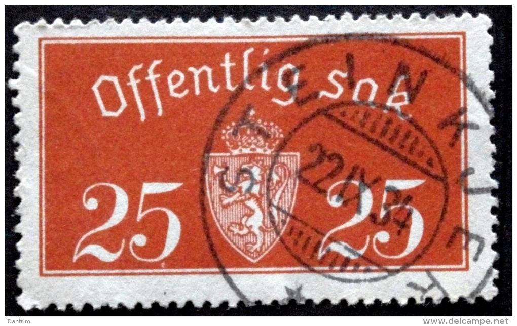 Norway 1933  Minr.15 I   35mm X19,5mm    STEINKJER  22-9-1934  ( Lot C 301 ) - Oficiales