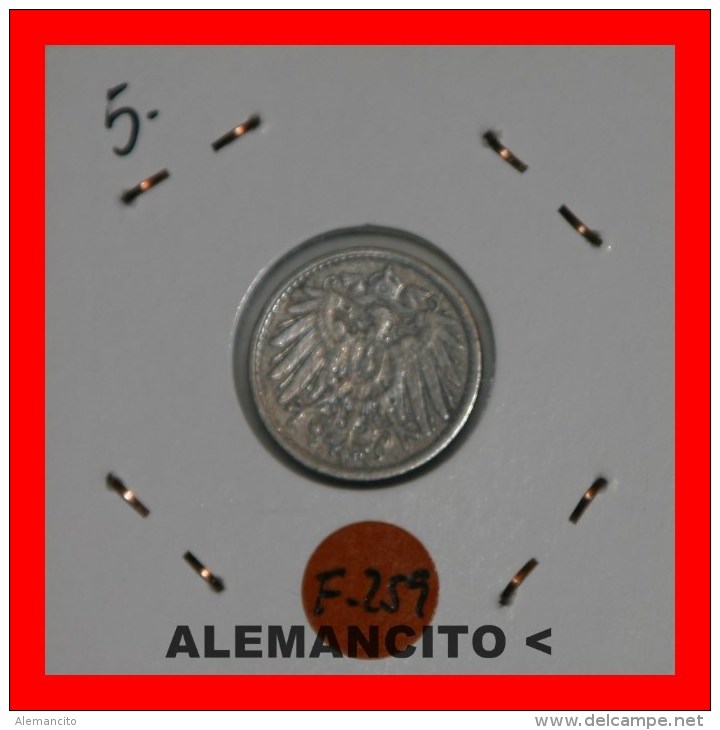 ALEMANIA - IMPERIO 5-Pfn. DEUTSCHES REICH AÑO 1907 - 5 Pfennig