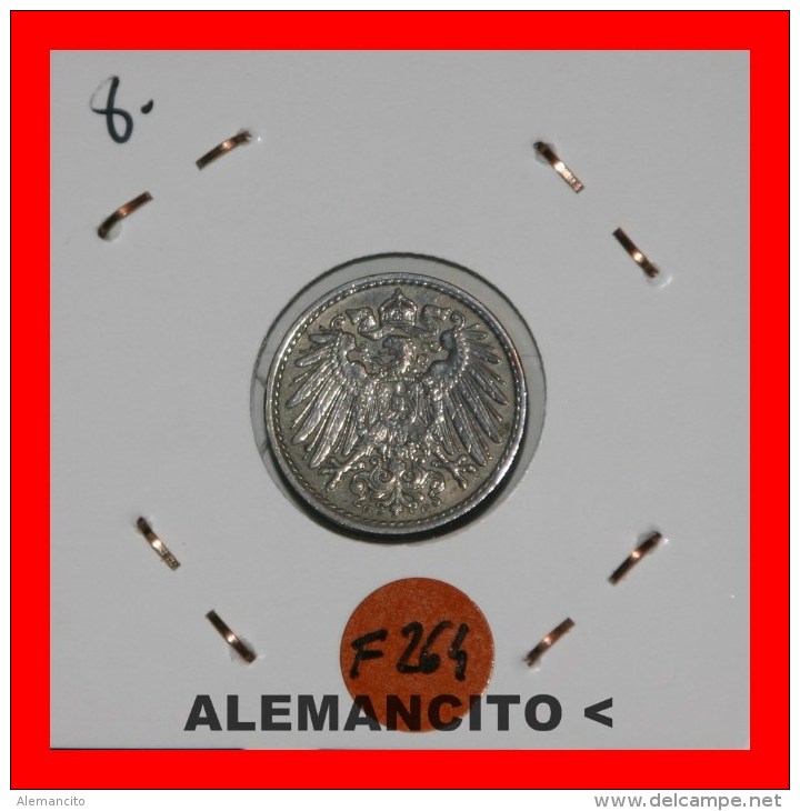 ALEMANIA - IMPERIO 5-Pfn. DEUTSCHES REICH AÑO 1908 - 5 Pfennig