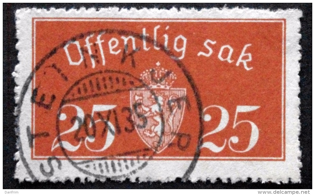 Norway 1933  Minr.15 I   35mm X19,5mm STEINKJER 20-9-1935   ( Lot C 313 ) - Service