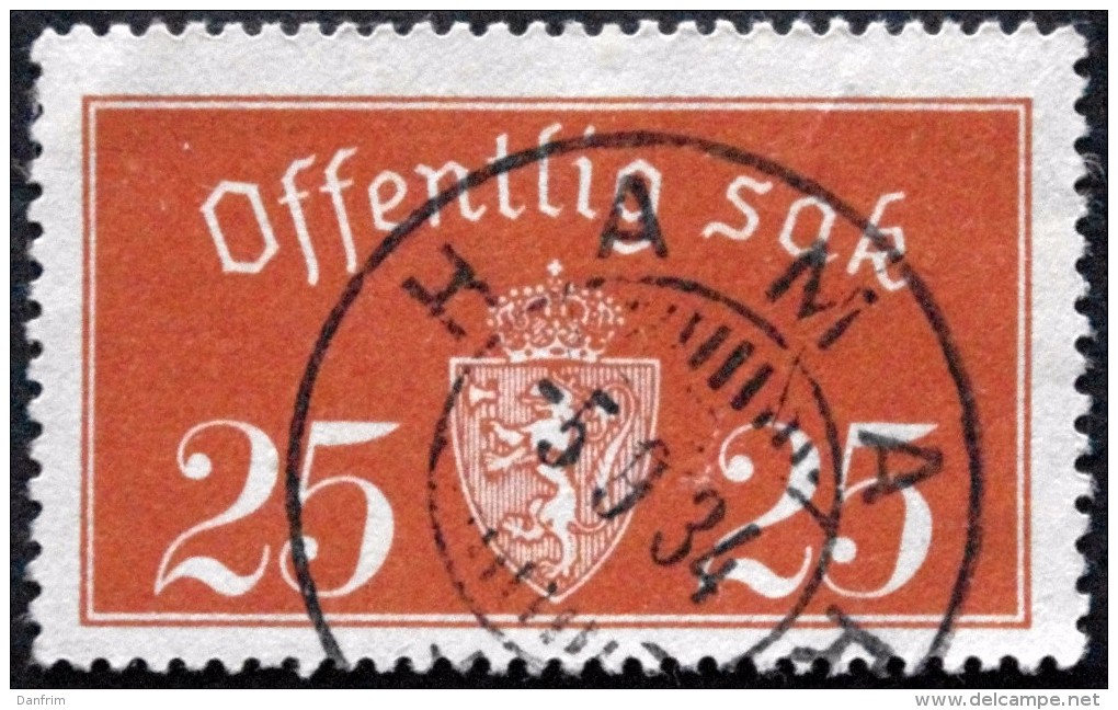 Norway 1933  Minr.15 I   35mm X19,5mm  HAHAR 5-9-1934   ( Lot C 322 ) - Oficiales