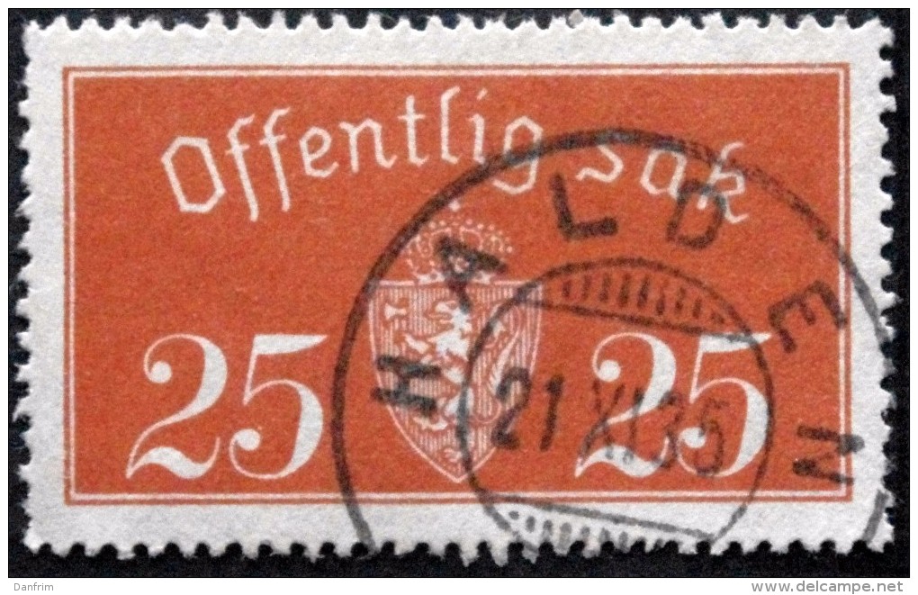 Norway 1933  Minr.15 I   35mm X19,5mm  HALDEN 21-11-1935   ( Lot C 325 ) - Oficiales