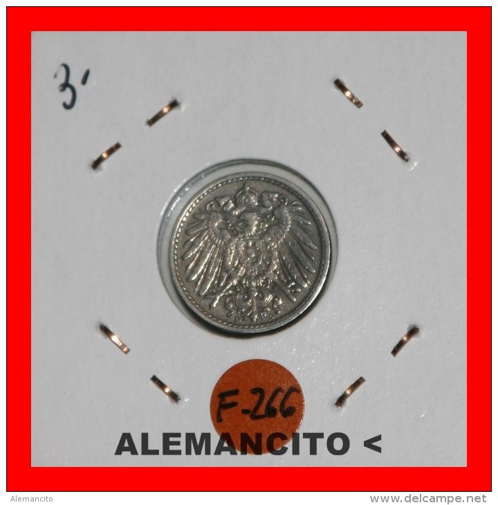 ALEMANIA - IMPERIO 5-Pfn. DEUTSCHES REICH AÑO 1908 - 5 Pfennig