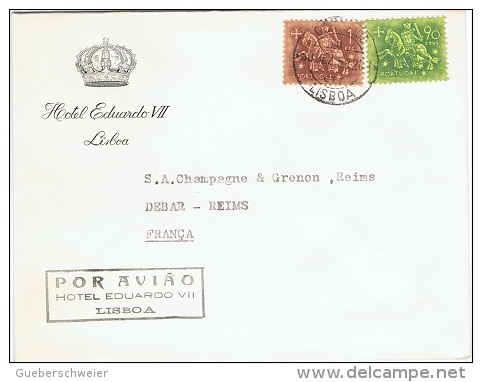 POR-L15 - PORTUGAL N° 778/79 "Sceau Du Roi Denis" Sur Lettre Par Avion De L'Hôtel Edouard VII Pour La France - Lettres & Documents